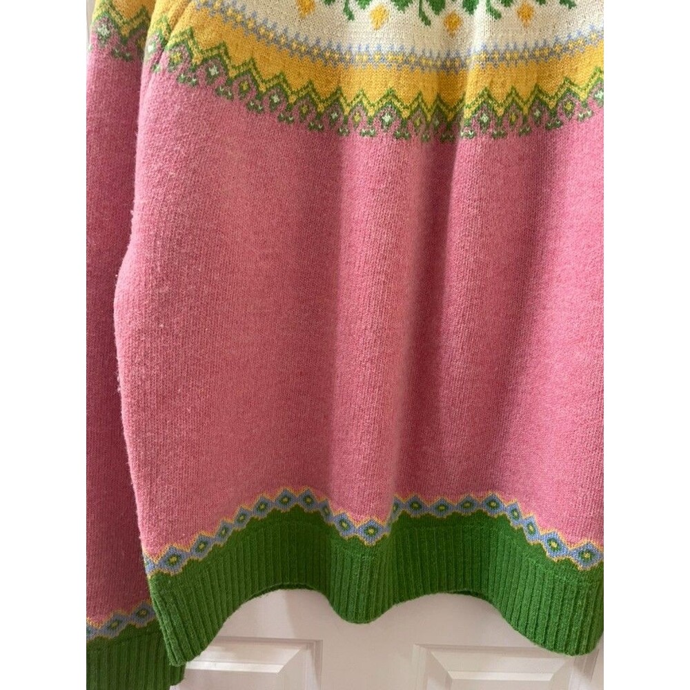 Kiel James Patrick Pink Fair Isle Crew Neck Wool Sweater Womans Size XXL - Picture 9 of 10